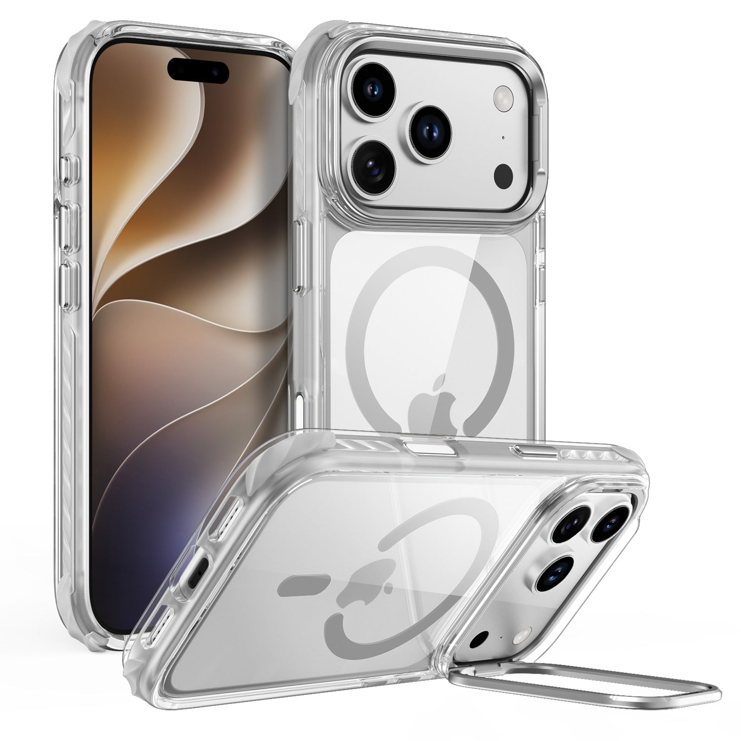 Tough On Magnetic Case with Camera Stand for iPhone-Clear