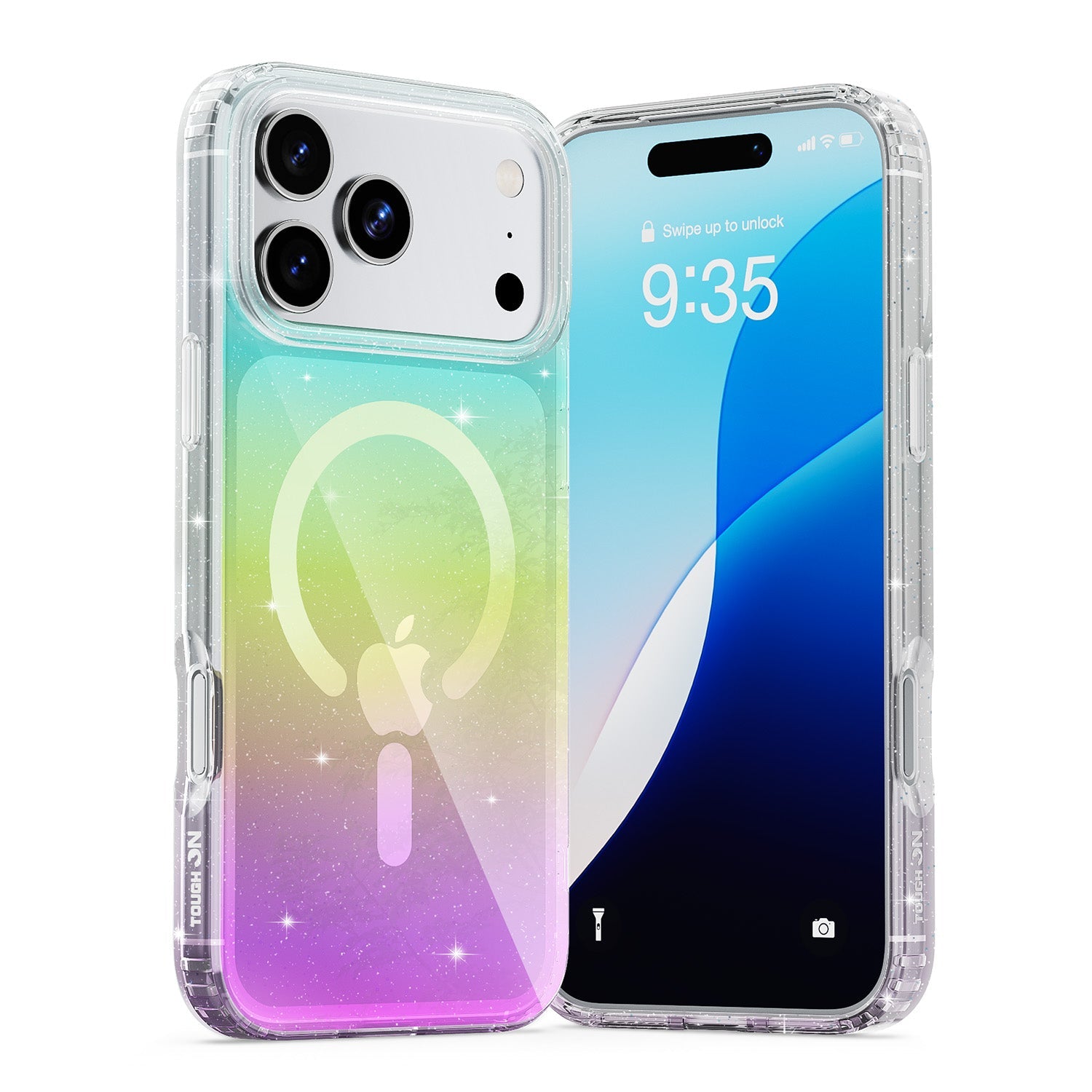 Tough On No Yellow Glitter Iridescent Case with MagSafe for iPhone 17 Series