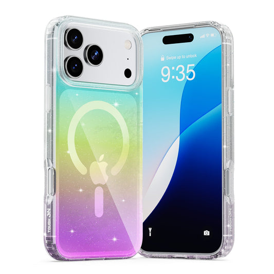 Tough On No Yellow Glitter Iridescent Case with MagSafe for iPhone 17 Series