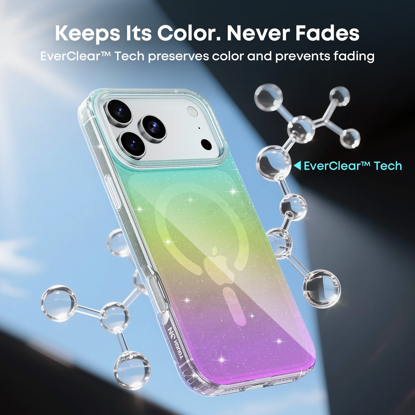 Tough On No Yellow Glitter Iridescent Case with MagSafe for iPhone 17 Series