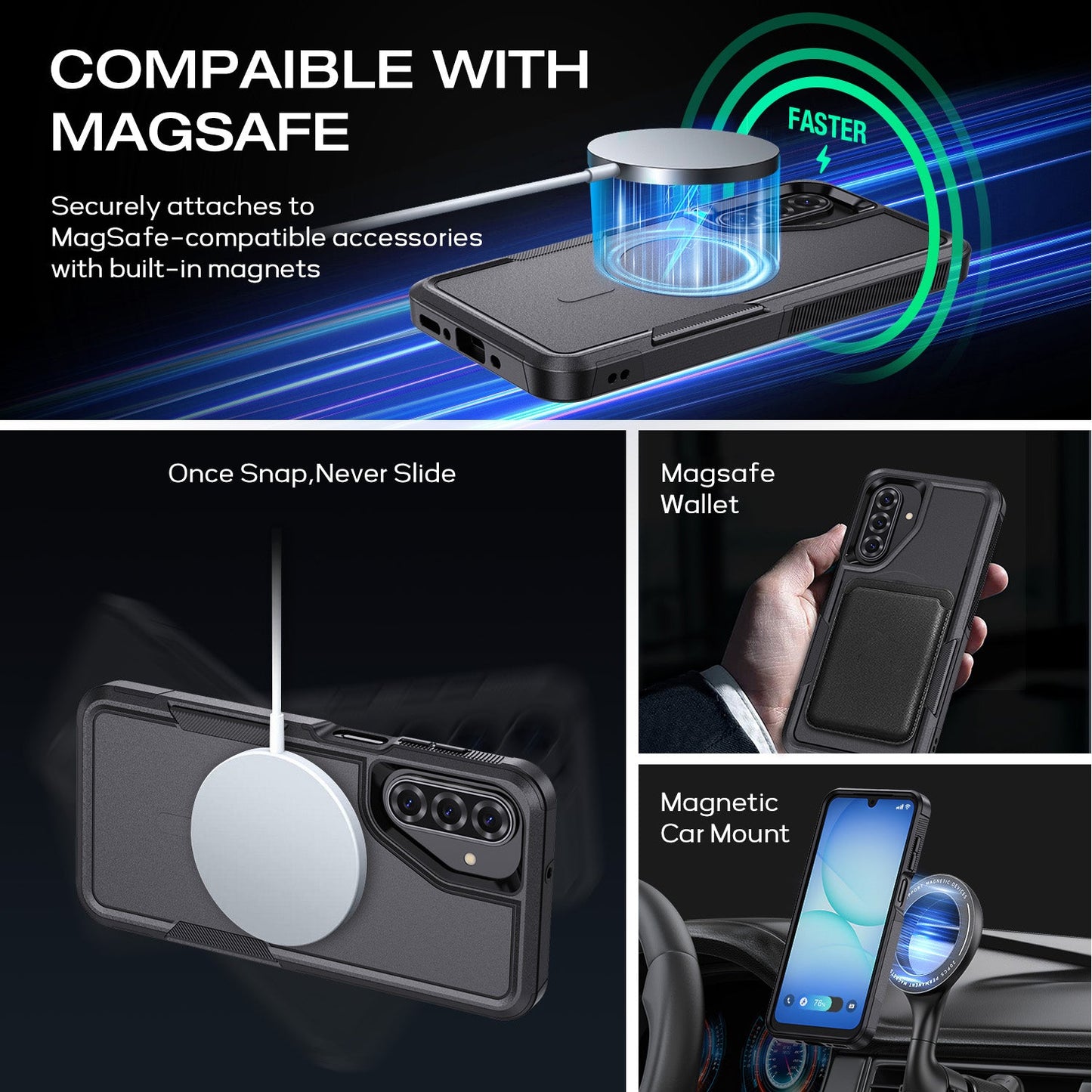 Tough On Samsung Galaxy A17/A16 Case with MagSafe Heavy Armor Black