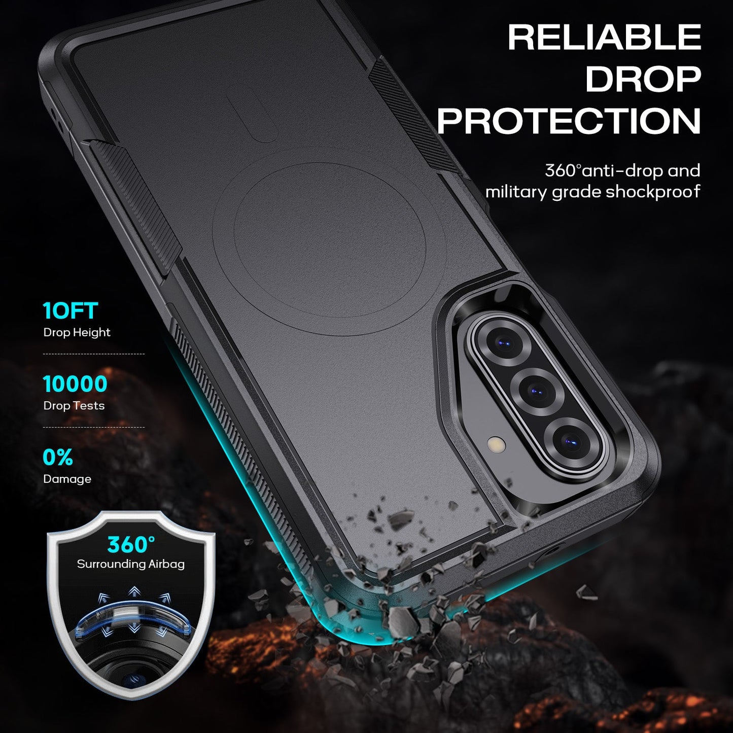 Tough On Samsung Galaxy A17/A16 Case with MagSafe Heavy Armor Black