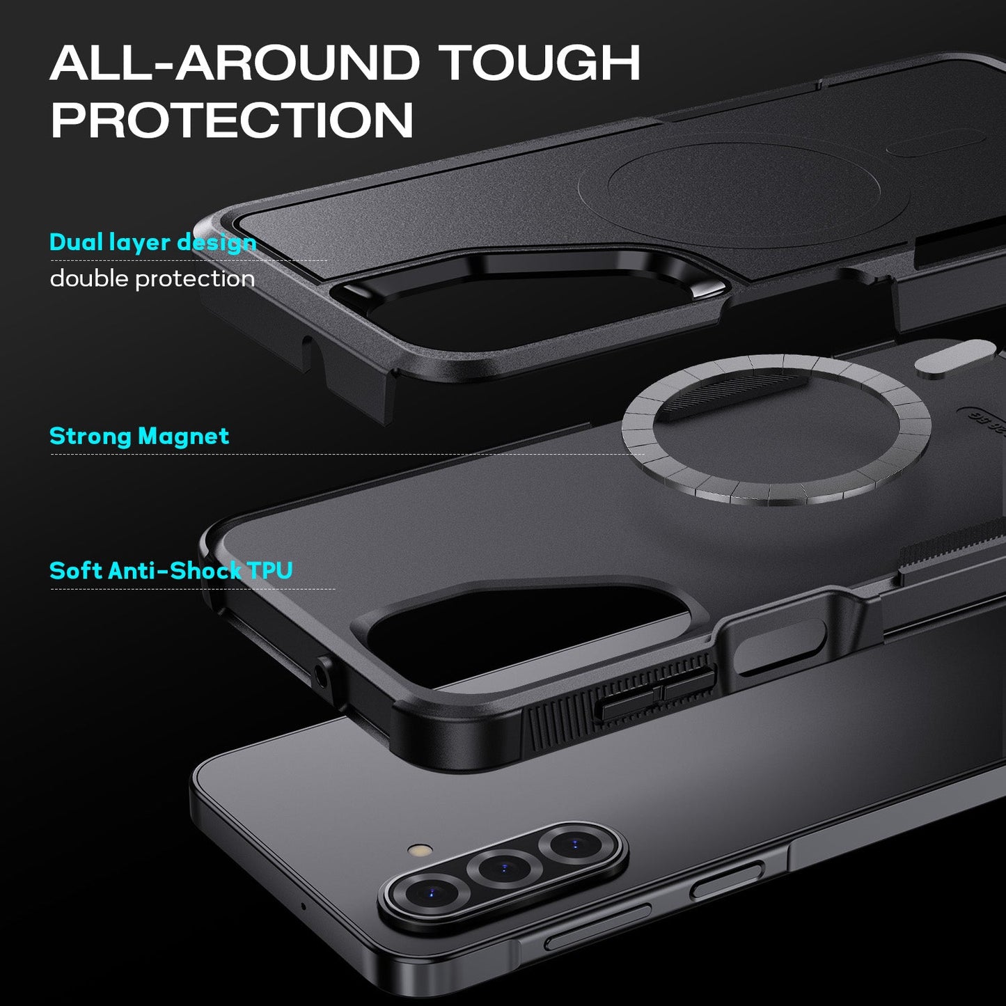 Tough On Samsung Galaxy A17/A16 Case with MagSafe Heavy Armor Black