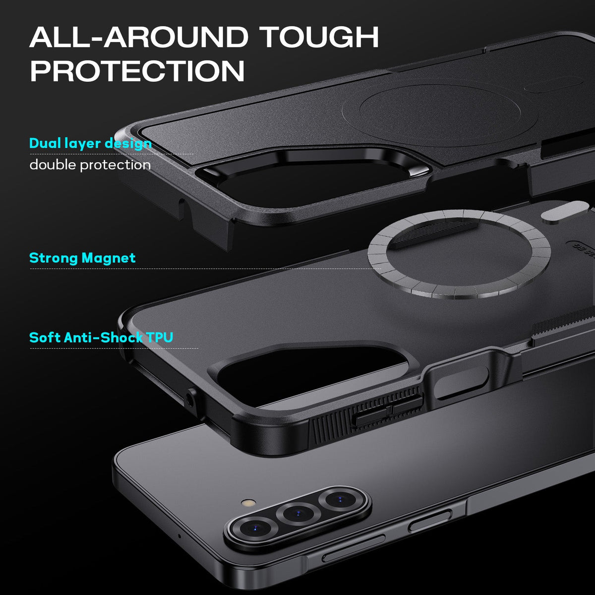 Tough On Samsung Galaxy A17/A16 Case with MagSafe Heavy Armor Black