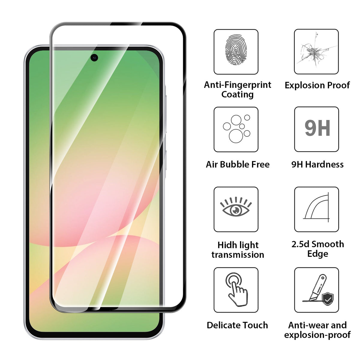 Tough On Samsung Galaxy A56 Tempered Glass Screen Protector Black