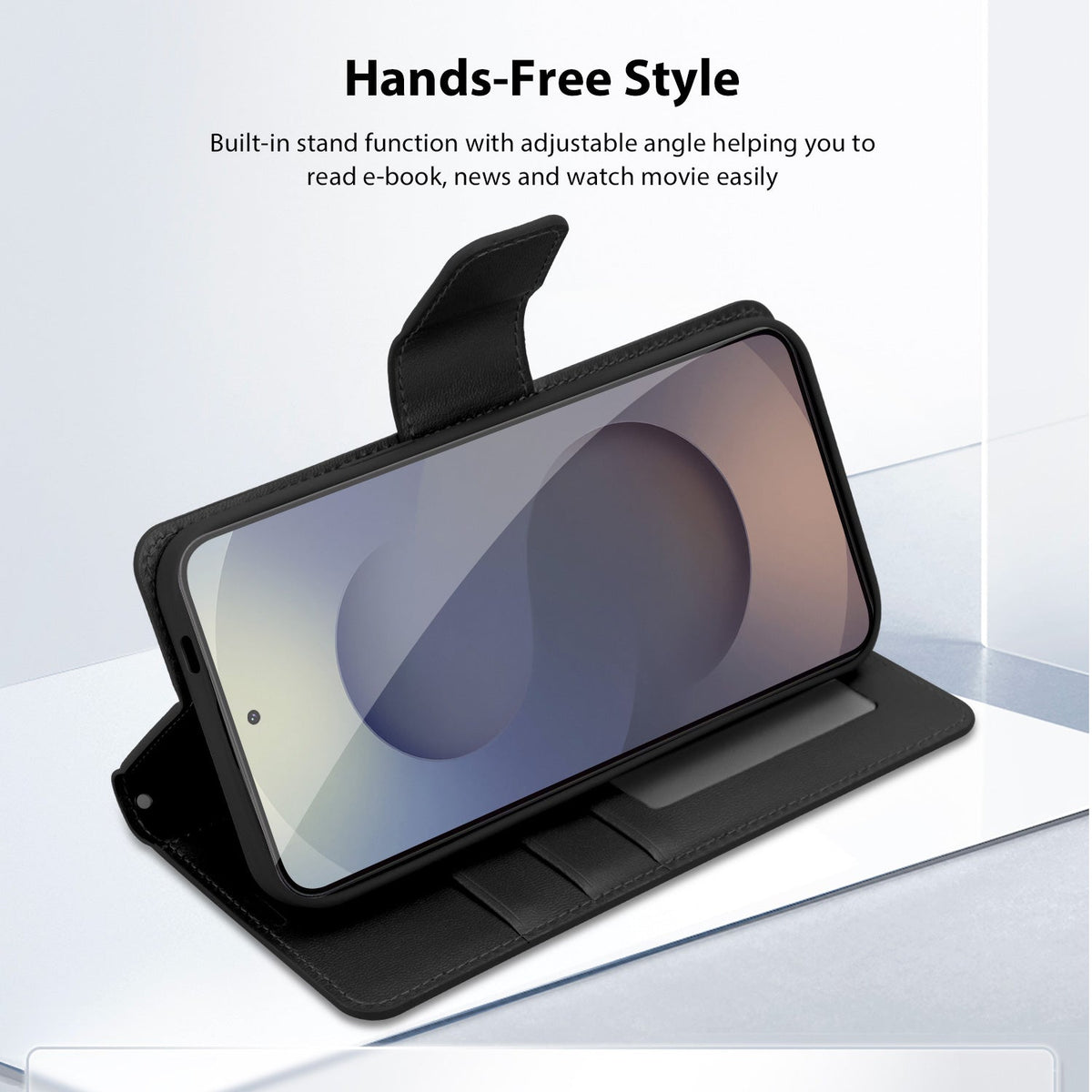 Tough On Samsung Galaxy S25 Edge Flip Wallet Leather Case Black