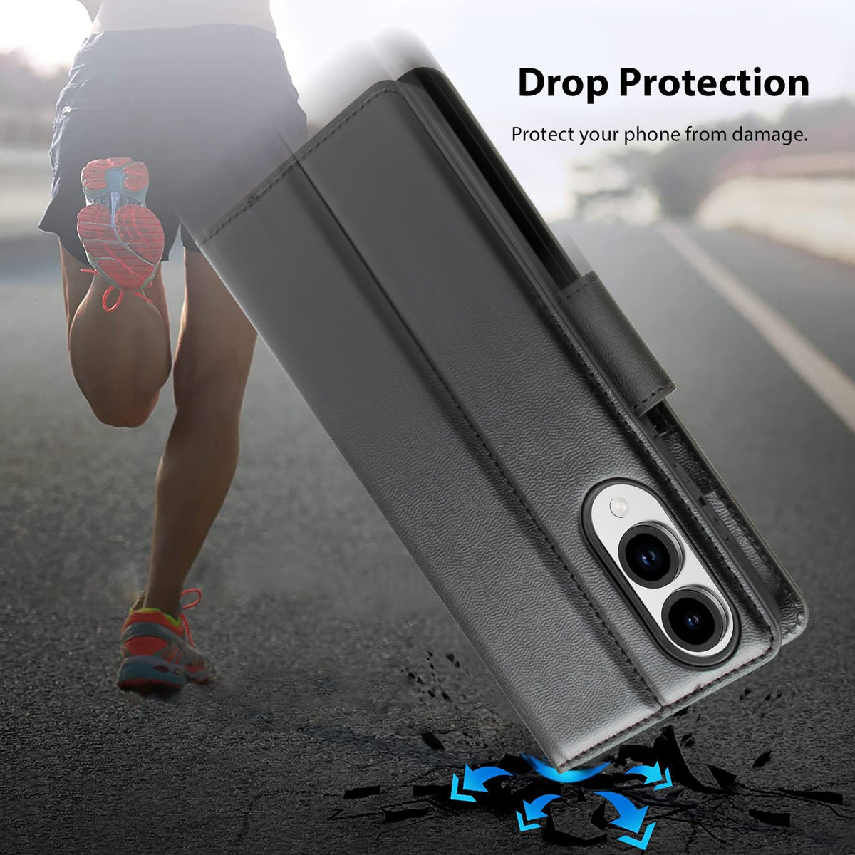 Tough On Samsung Galaxy S25 Edge Flip Wallet Leather Case Black