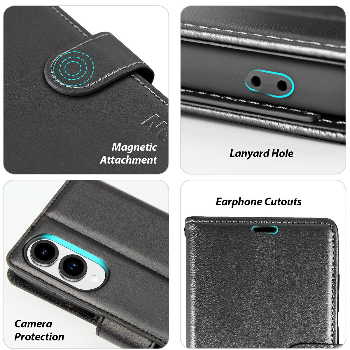 Tough On Samsung Galaxy S25 Edge Flip Wallet Leather Case Black