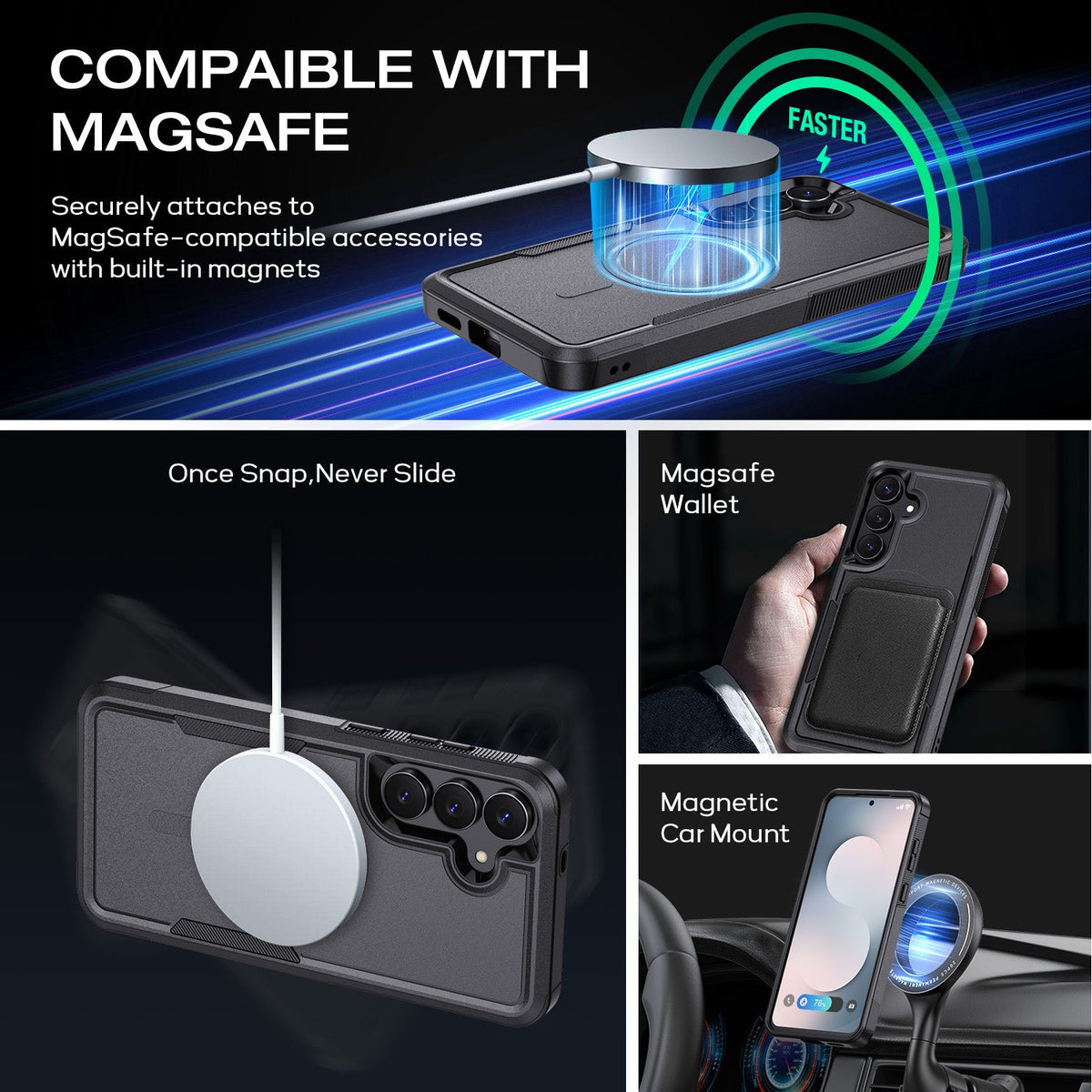 Tough On Samsung Galaxy S25 FE Case with MagSafe Heavy Armor Black