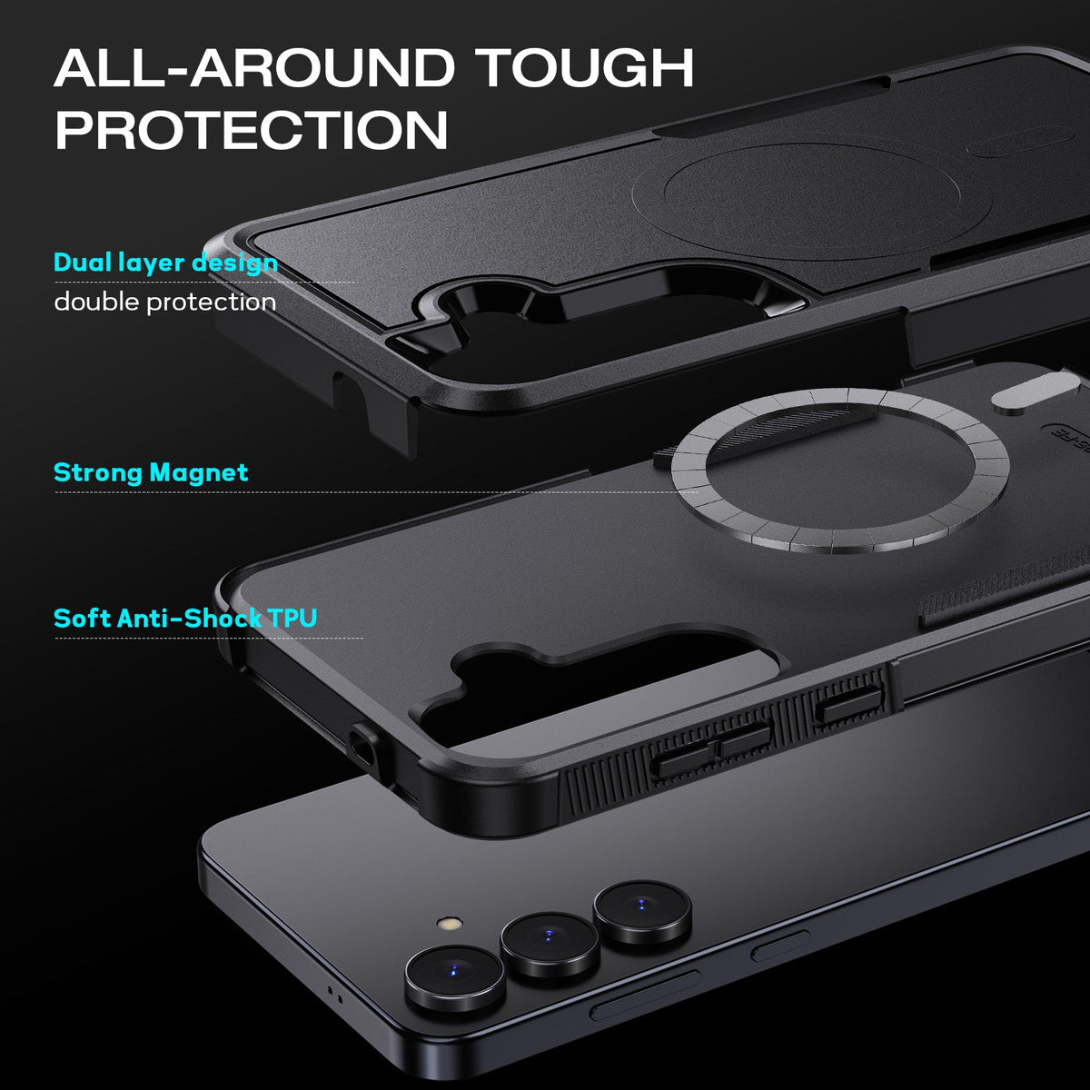 Tough On Samsung Galaxy S25 FE Case with MagSafe Heavy Armor Black