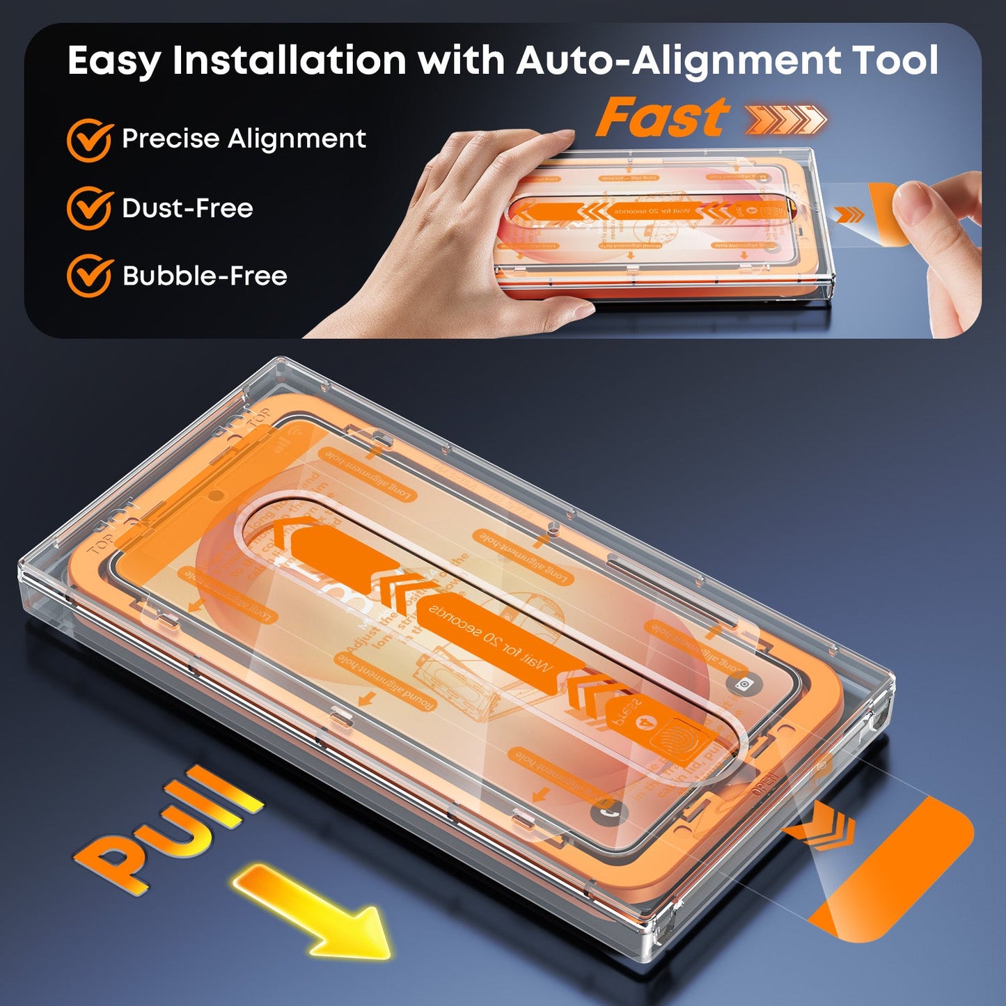 Tough On Samsung Galaxy Tempered Glass Screen Protector 2 Pack with Installation Kit