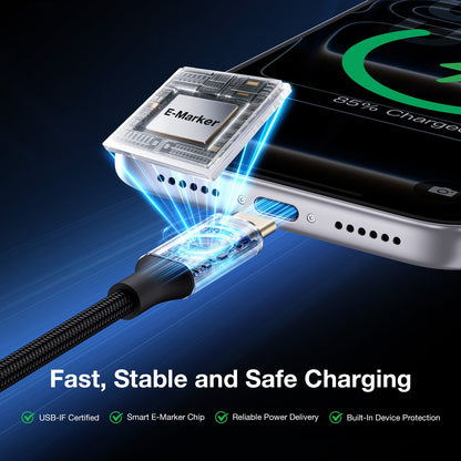 Tough On 240W USB-C Cable 5 Pack PD 3.1 Fast Charging Nylon Braided