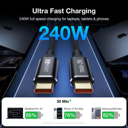 Tough On 240W USB-C Fast Charging Cable PD 3.1 Nylon Braided