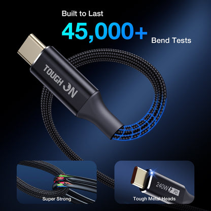 Tough On 240W USB-C Fast Charging Cable PD 3.1 Nylon Braided