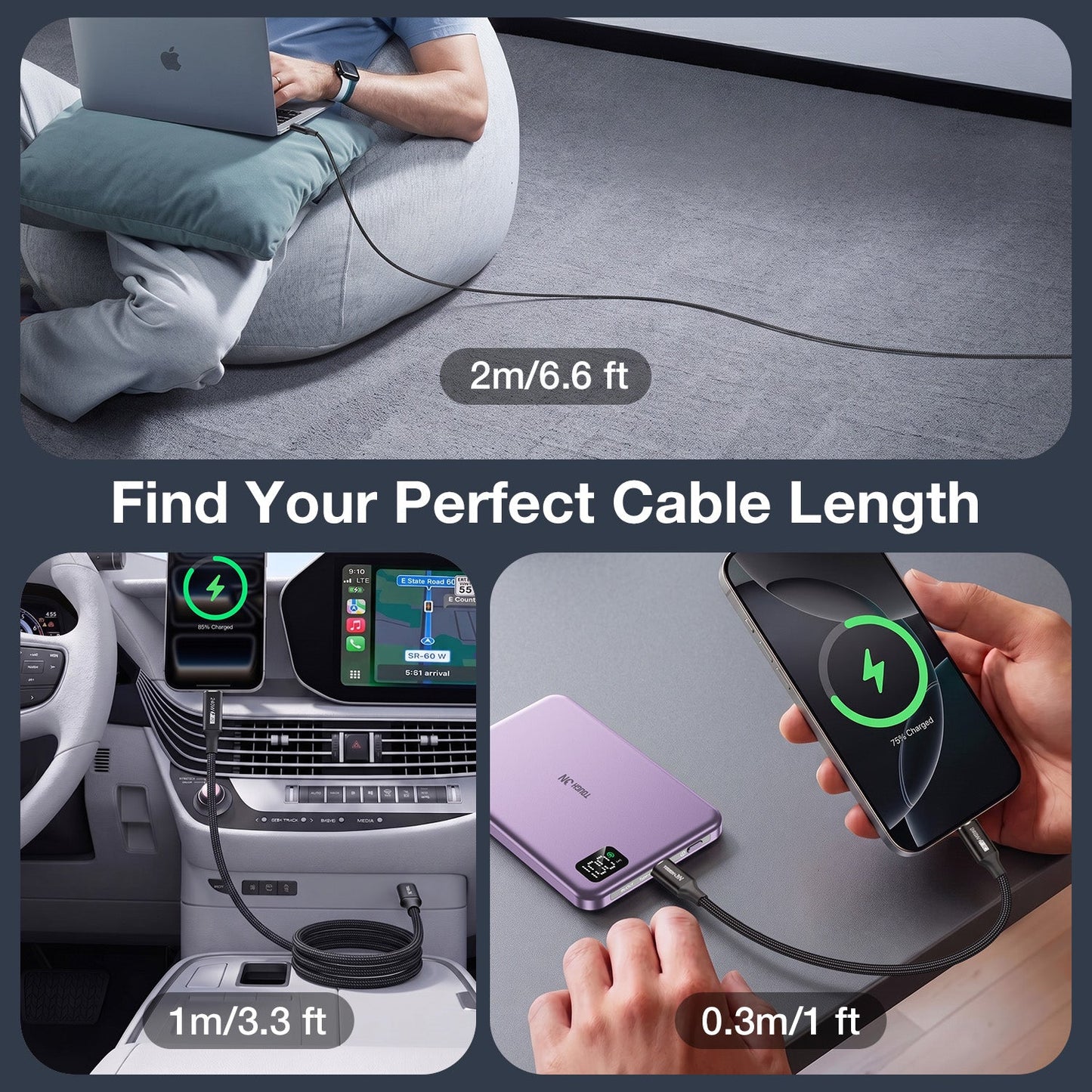 Tough On 240W USB-C Fast Charging Cable PD 3.1 Nylon Braided