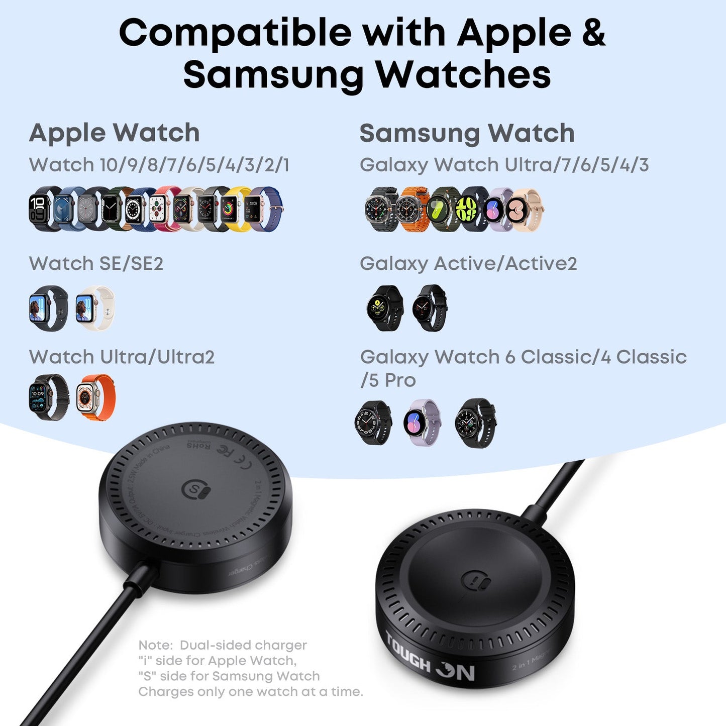 Tough On Universal Wireless Charger for Apple Watch & Galaxy Watch