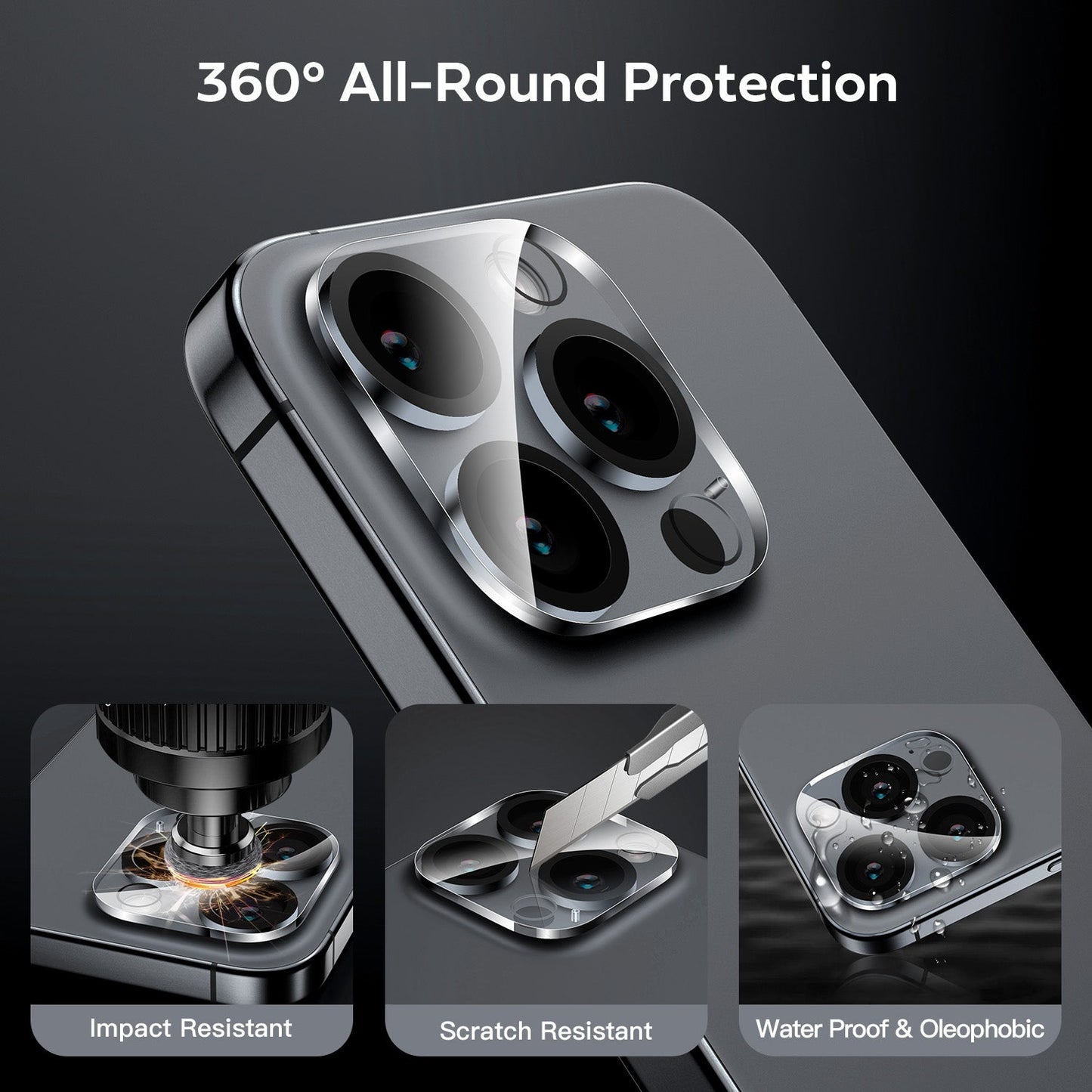 Tough On iPhone 16 Pro Rear Camera Protector Tempered Glass Black