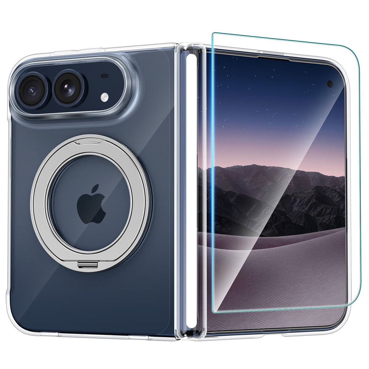 Tough On iPhone Duo Clear Magnetic Case with Ring Stand and Screen Protector