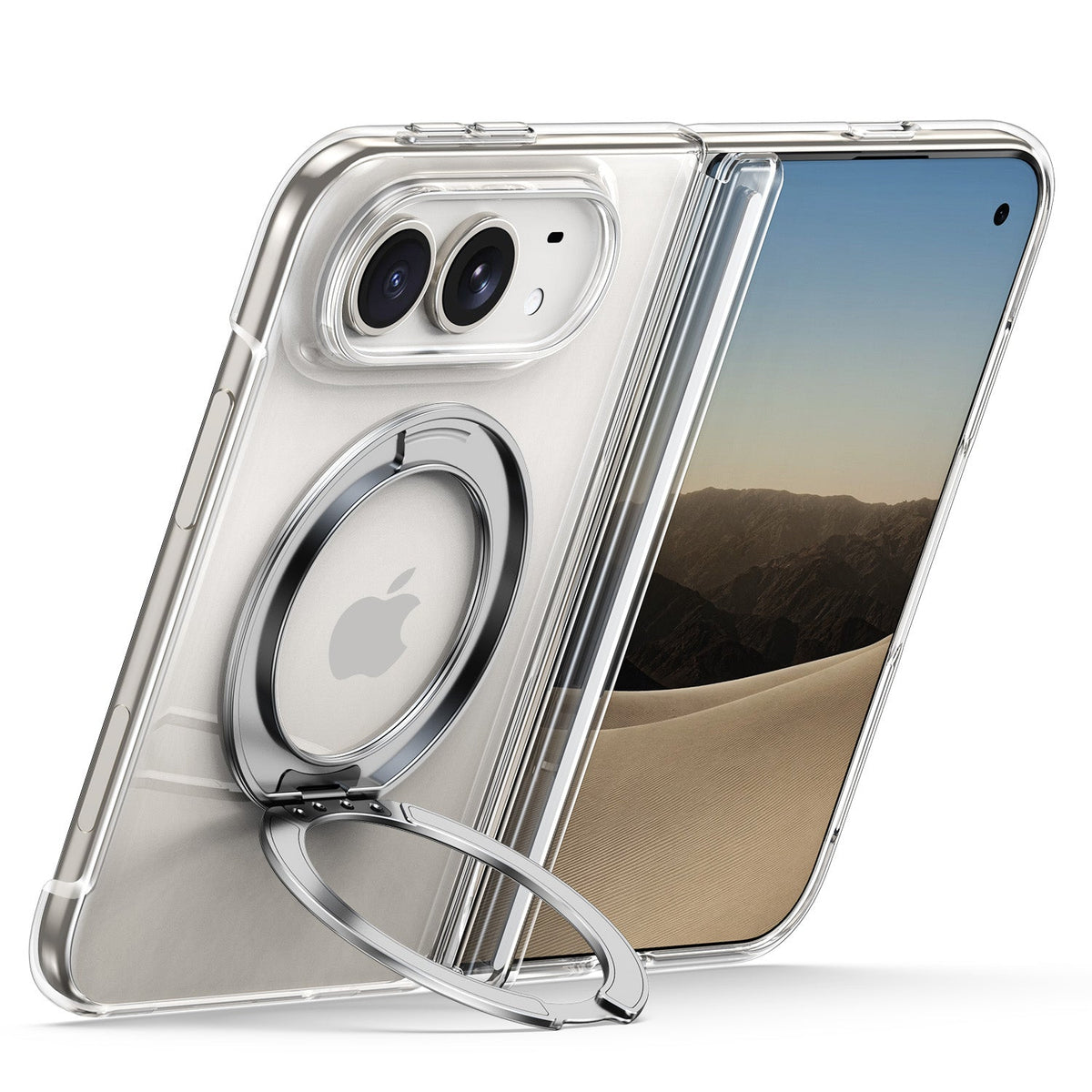 Tough On iPhone Duo Clear Magnetic Case with Ring Stand and Screen Protector