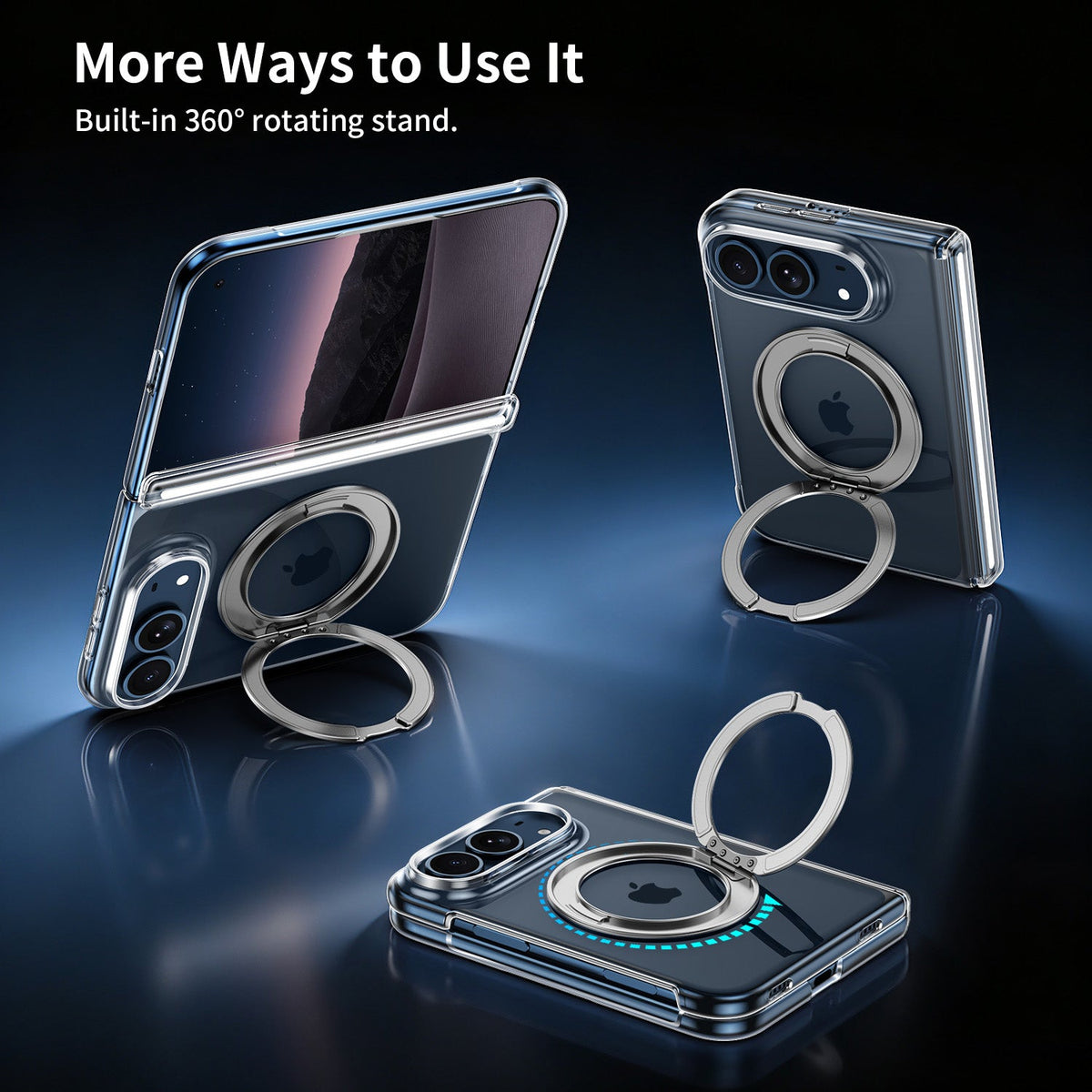 Tough On iPhone Duo Clear Magnetic Case with Ring Stand and Screen Protector