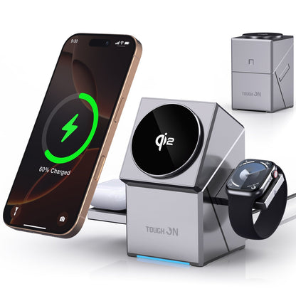 Tough On iPhone Case and Qi2 3-in-1 Wireless Charger (15W) Bundle