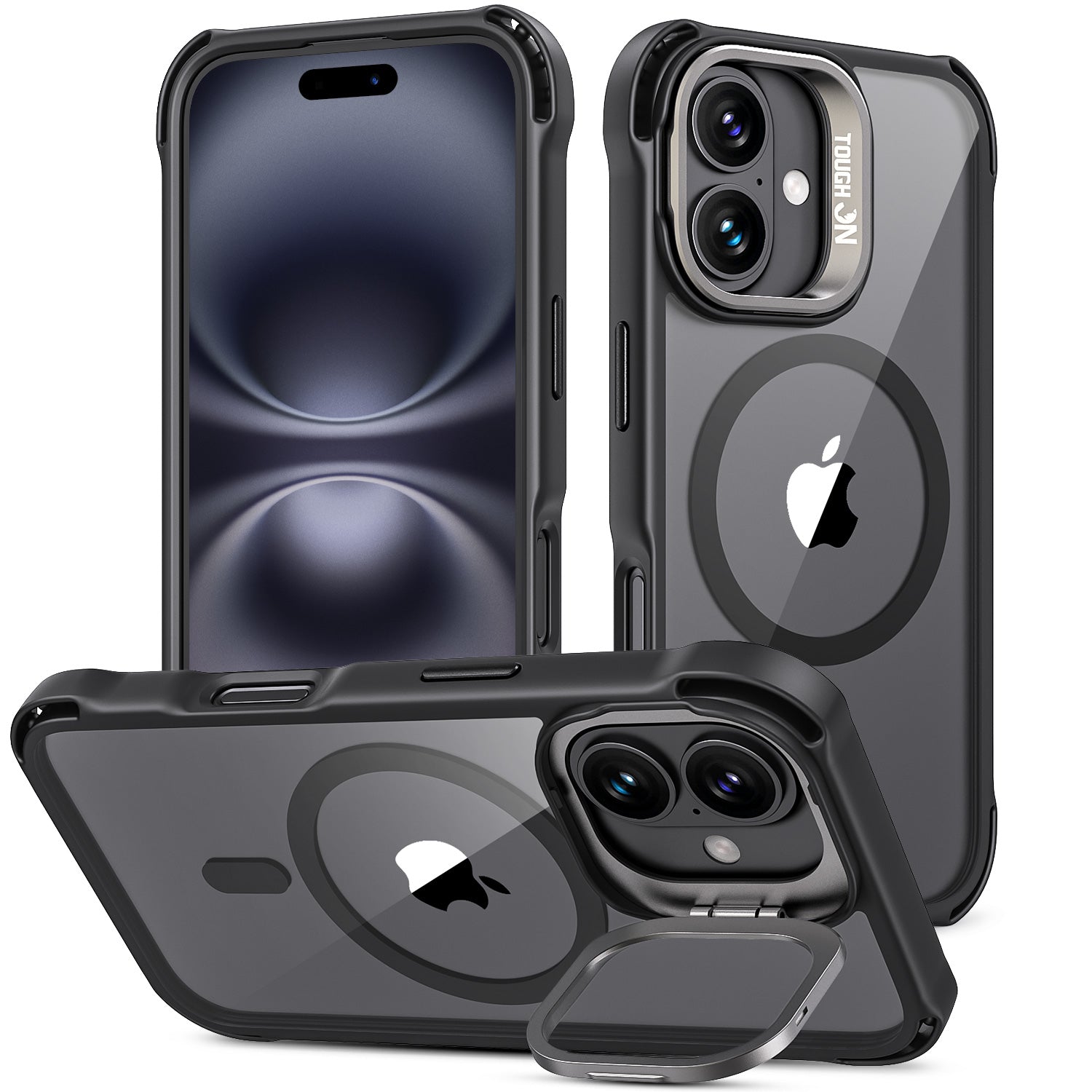 Tough On iPhone 16 Plus MagSafe Case with Camera Stand Black