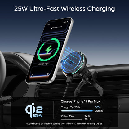 TurboCharge Qi2.2 25W Magnetic Wireless Car Charger with Active Cooling