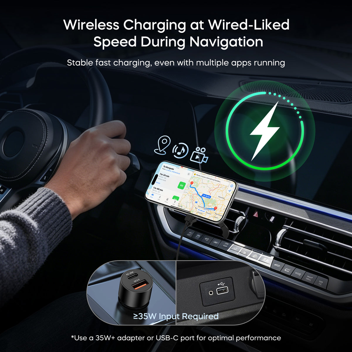 TurboCharge Qi2.2 25W Magnetic Wireless Car Charger with Active Cooling
