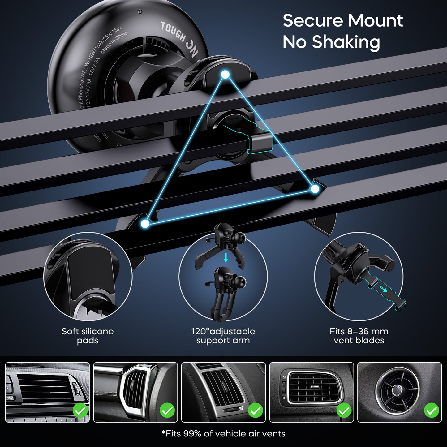 TurboCharge Qi2.2 25W Magnetic Wireless Car Charger with Active Cooling