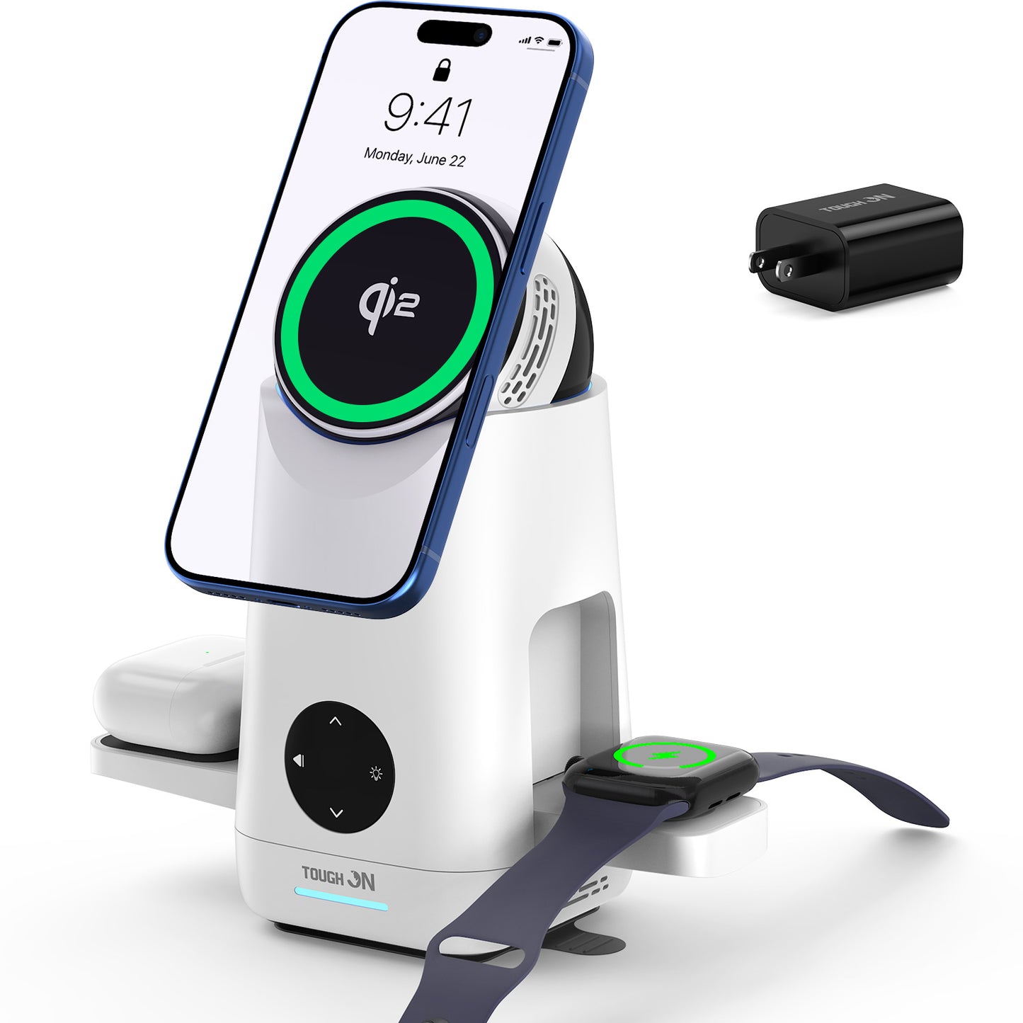 Tough On MagMax QI2 3-in-1 Wireless Charger with Smart Infrared Rotation