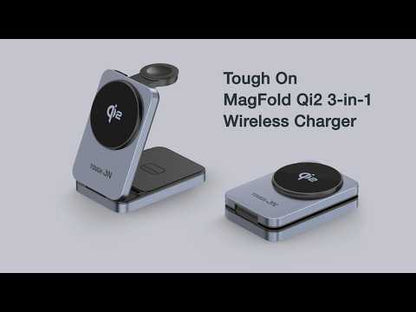 Tough On MagFold Qi2 3-in-1 Wireless Charger Foldable Compatible with MagSafe