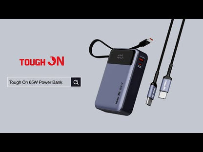 Tough On 65W 20000mAh Power Bank Built-in USB-C Cable