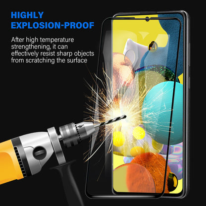 Samsung Galaxy A51 Tempered Glass Screen Protector Tough on with Black Frame