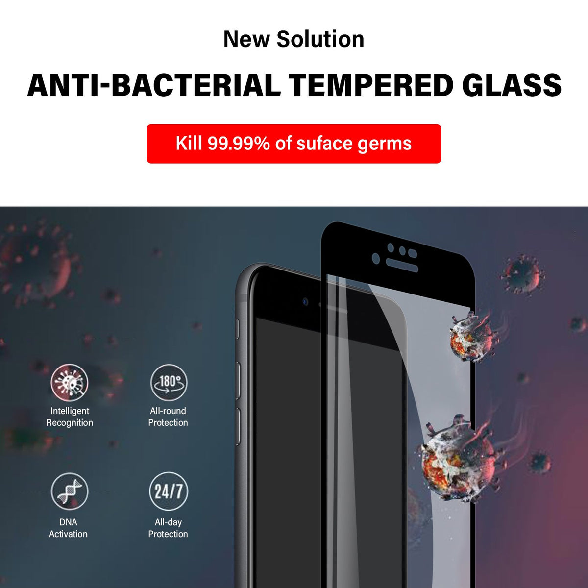 Tough on iPhone SE 2022 & 2020 / iPhone 7 & 8 Tempered Glass Screen Protector