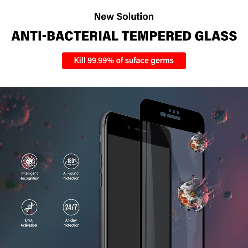iPhone 8 Plus & 7 Plus Tempered Glass Screen Protector Tough on Antibacterial