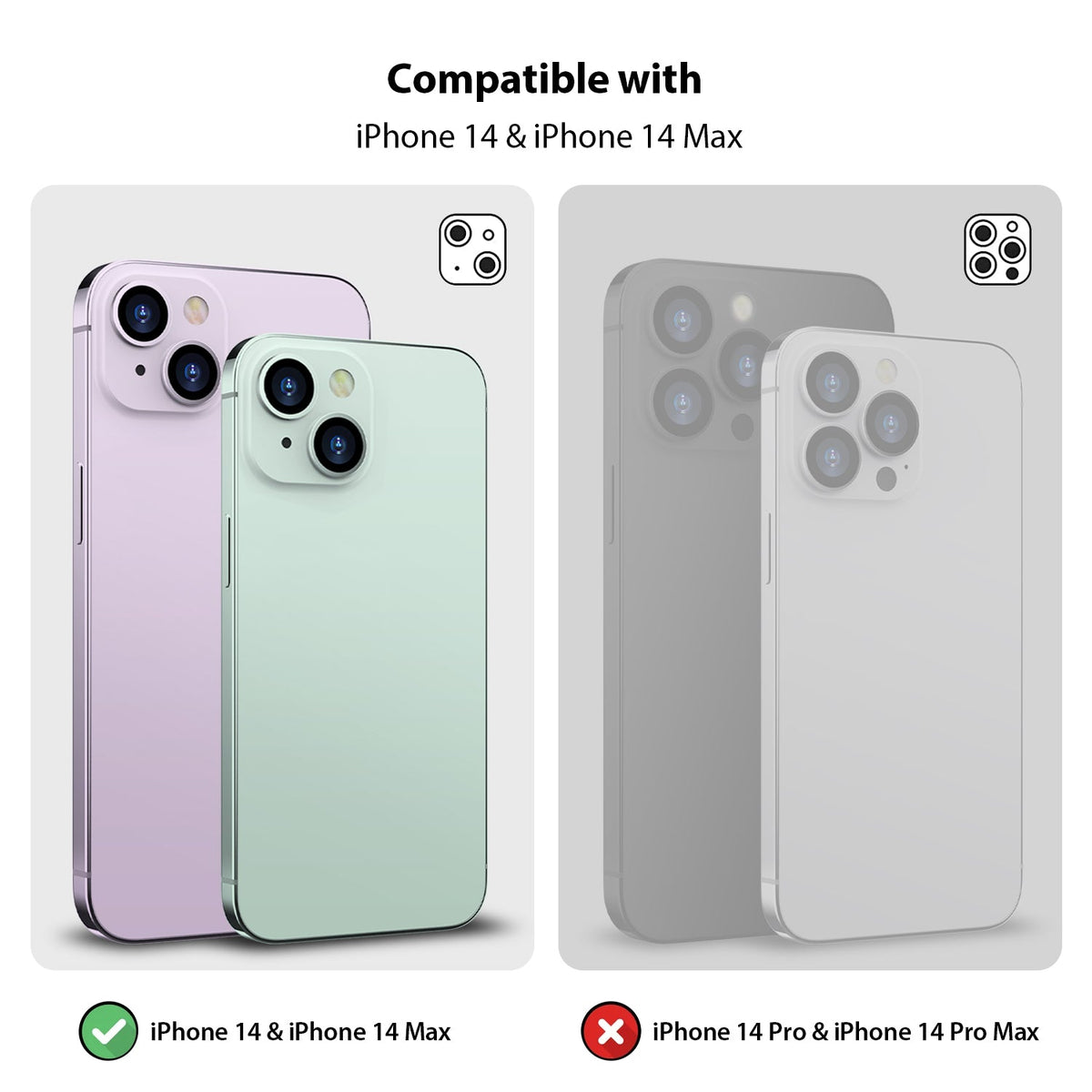 Tough On iPhone 14 / 14 Plus Rear Camera Protector Tempered Glass Black