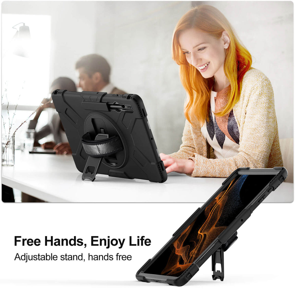 Tough On Samsung Galaxy Tab S9 Ultra / S8 Ultra Case Rugged Protection Black