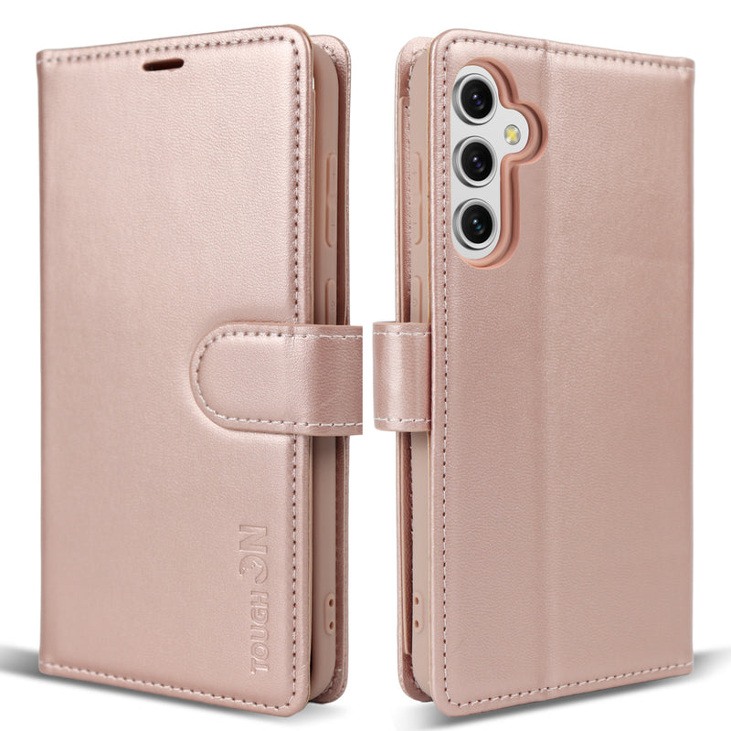  Tough On Samsung Galaxy A34 5G Leather Flip Wallet Case Rose Gold