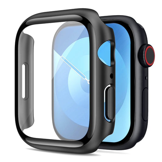 Tough On Apple Watch Case Series 9 / 8 / 7 45mm with Tempered Glass Screen Protector Black