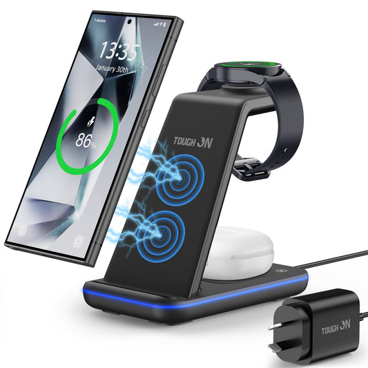 Tough On 3 in 1 Wireless Charger for Samsung Galaxy Phone Watch Earbuds