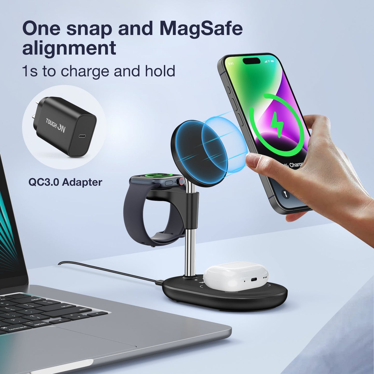 Tough On MagPlus 3 in 1 Wireless Charger with MagSafe