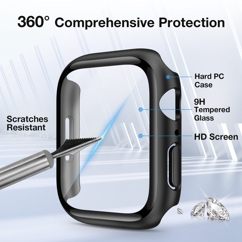 Tough On Apple Watch Case Series 6 / 5 / 4 / SE 44mm with Tempered Glass Screen Protector