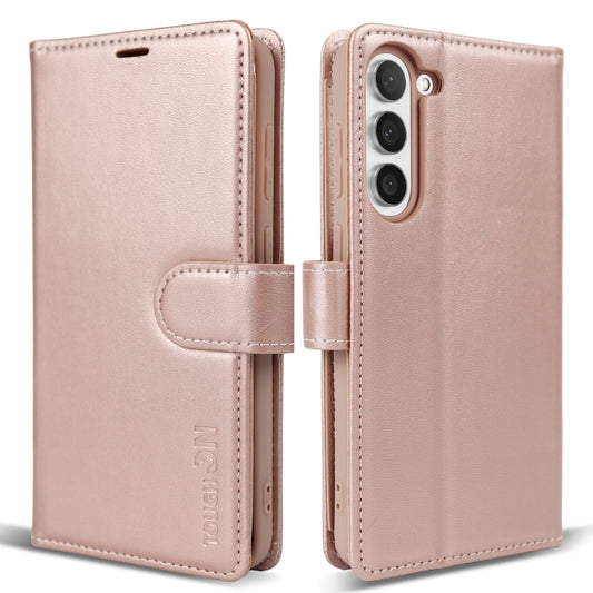 Tough On Samsung Galaxy S23 Plus Flip Wallet Leather Case Rose Gold