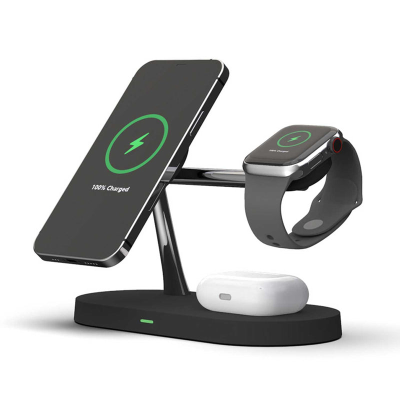 Tough On 5 in 1 Magnetic MagSafe Wireless Charger Stand Dock Black