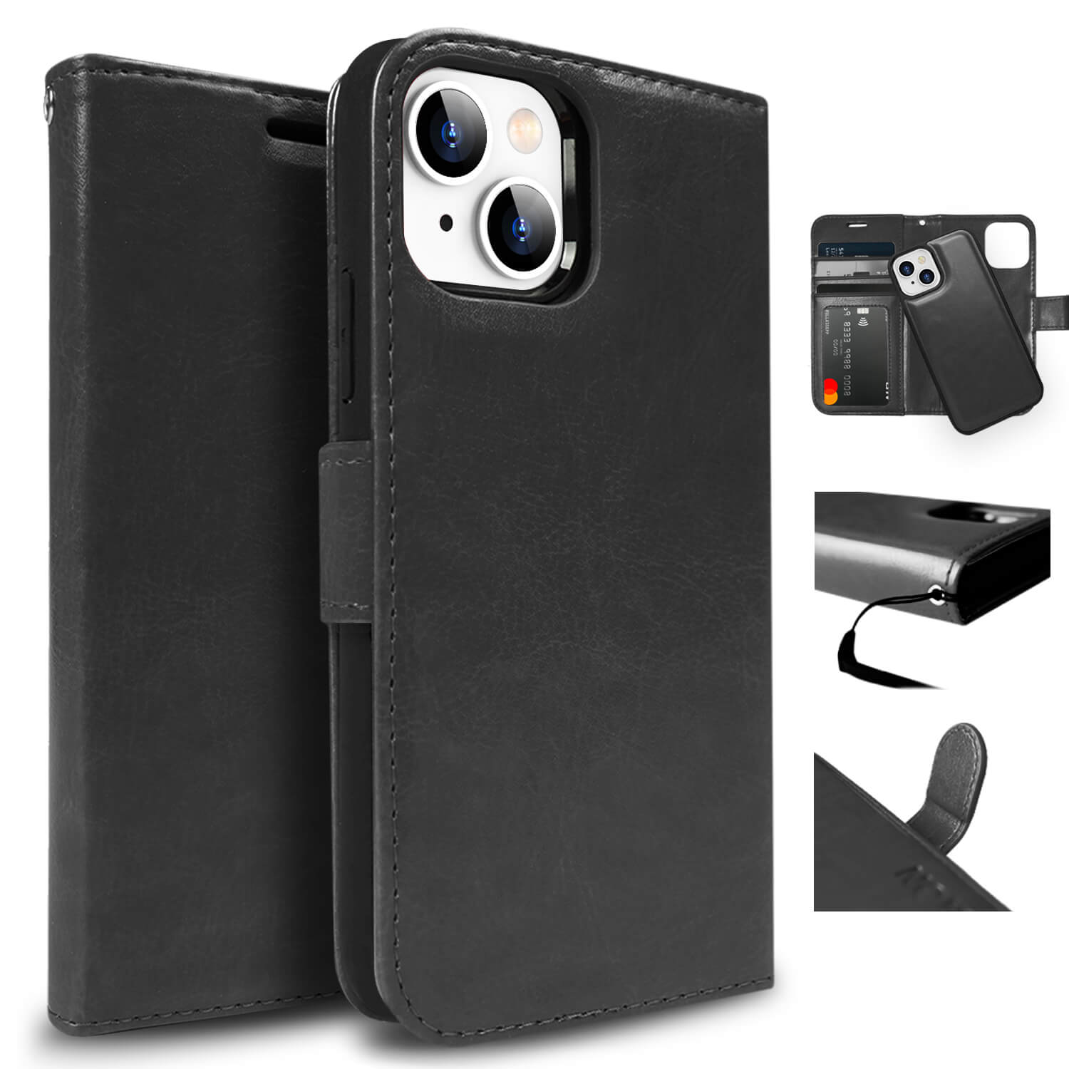 Tough On iPhone 14 Magnetic Detachable Leather Black