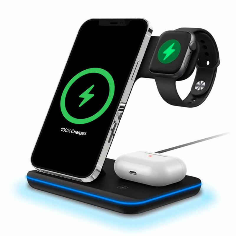 15W Wireless Charger 3 in 1 Multifunctional Stand Dock for Apple Galaxy iWatch Airpods
