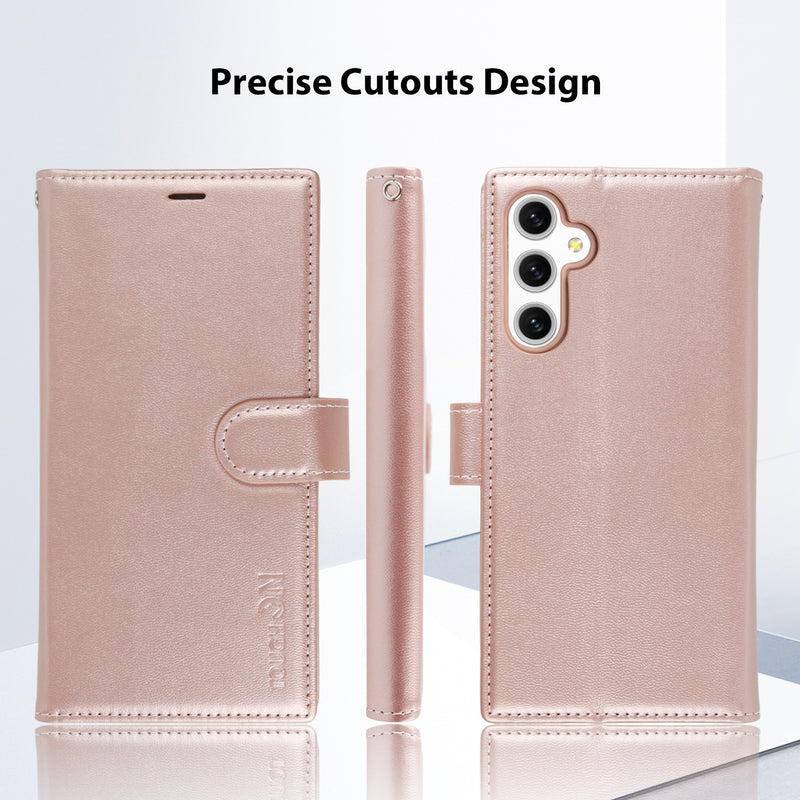 Tough On Samsung Galaxy A54 5G Leather Flip Wallet Case Rose Gold