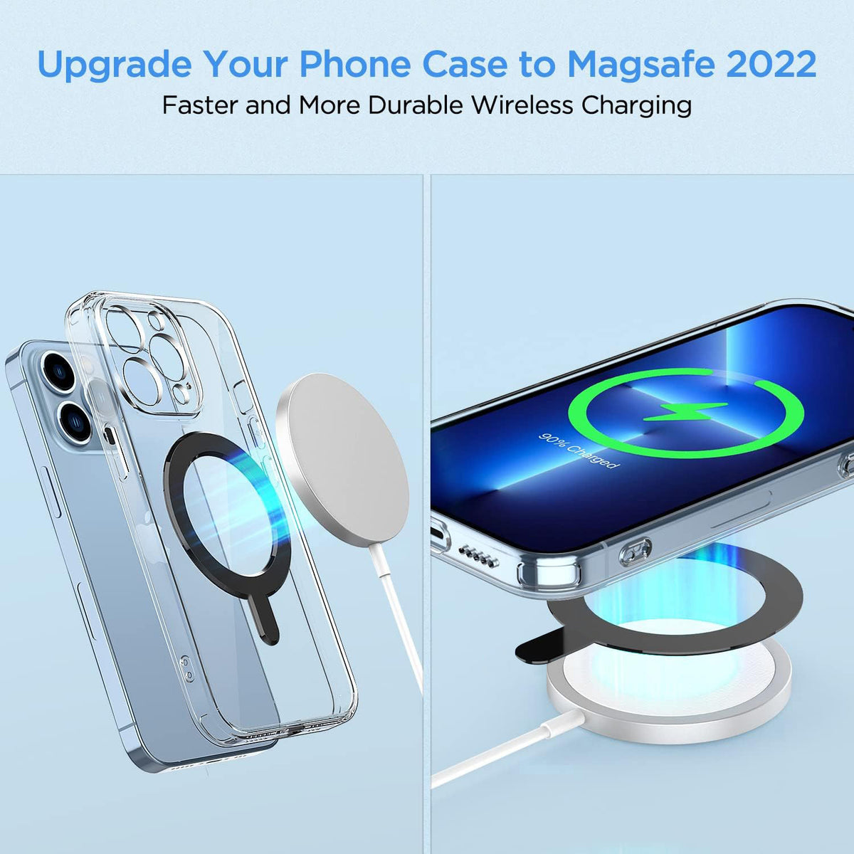 Tough On Universal Magnetic Ring for MagSafe Wireless Charging Conversion Kit Black