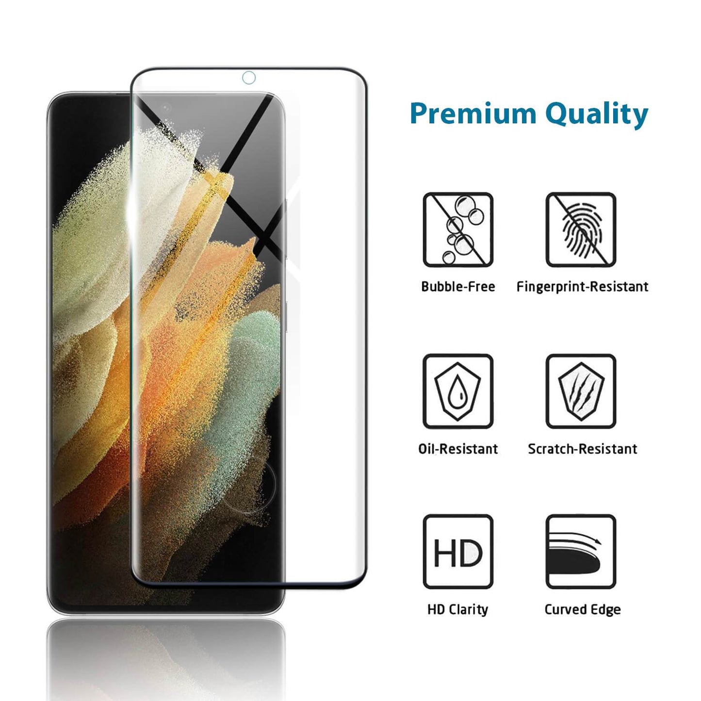 Tough On Samsung Galaxy S21 Ultra 5G Screen Protector 3D Full Cover Glass Vipo