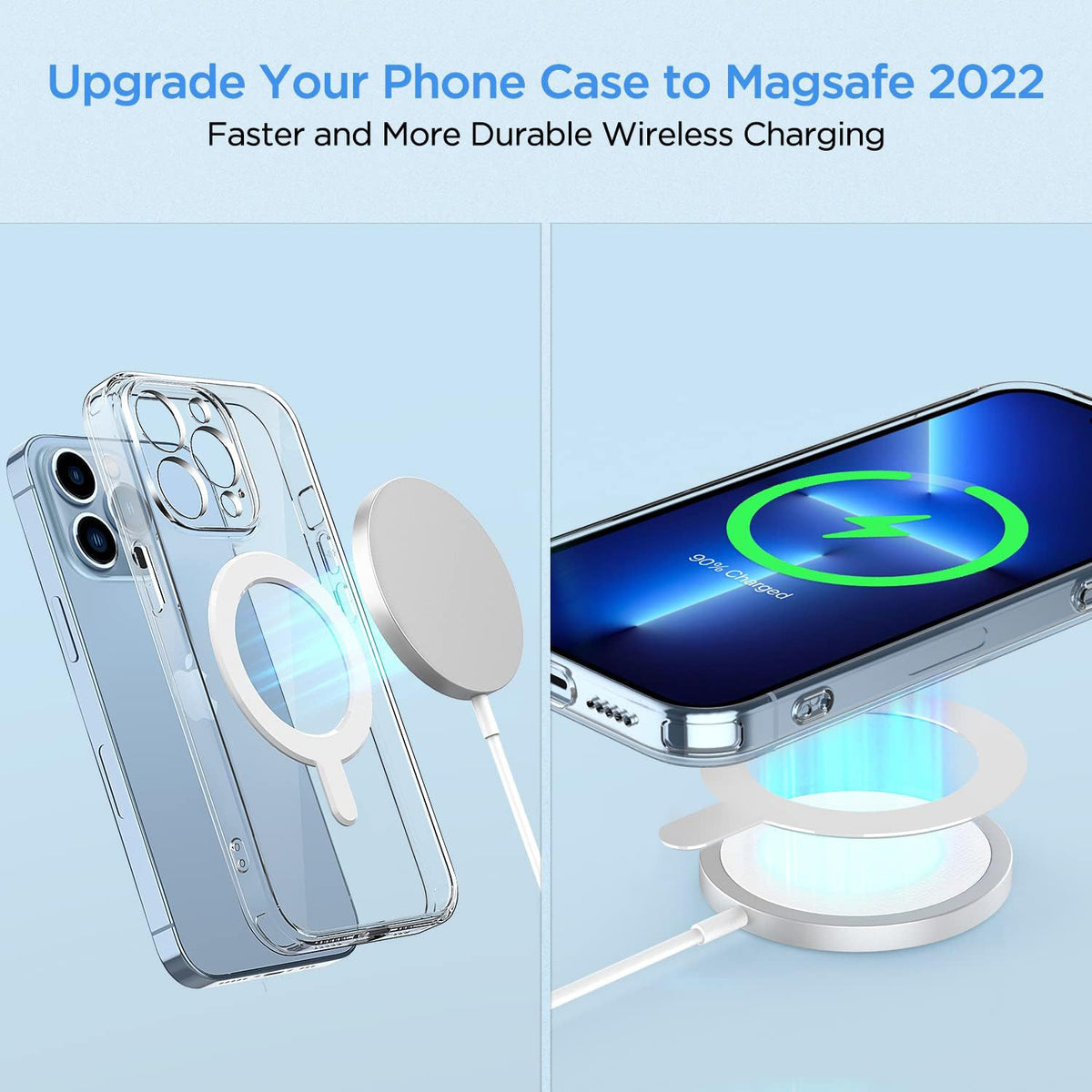 Tough On Universal Magnetic Ring for MagSafe Wireless Charging Conversion Kit White